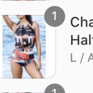 Geometric design - Sheer Swimsuit w/ Bikini Under